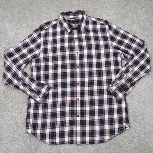 Banana Republic Shirt Mens Large Red/Blue Lightweight Flannel Long Sleeve Cotton